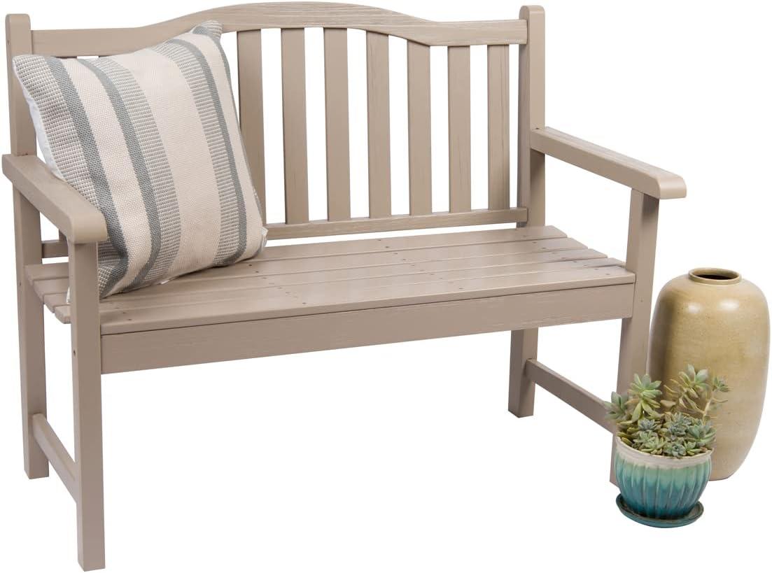 Shine Company Traditional Cedar Wood Patio Porch Garden Bench in Gray