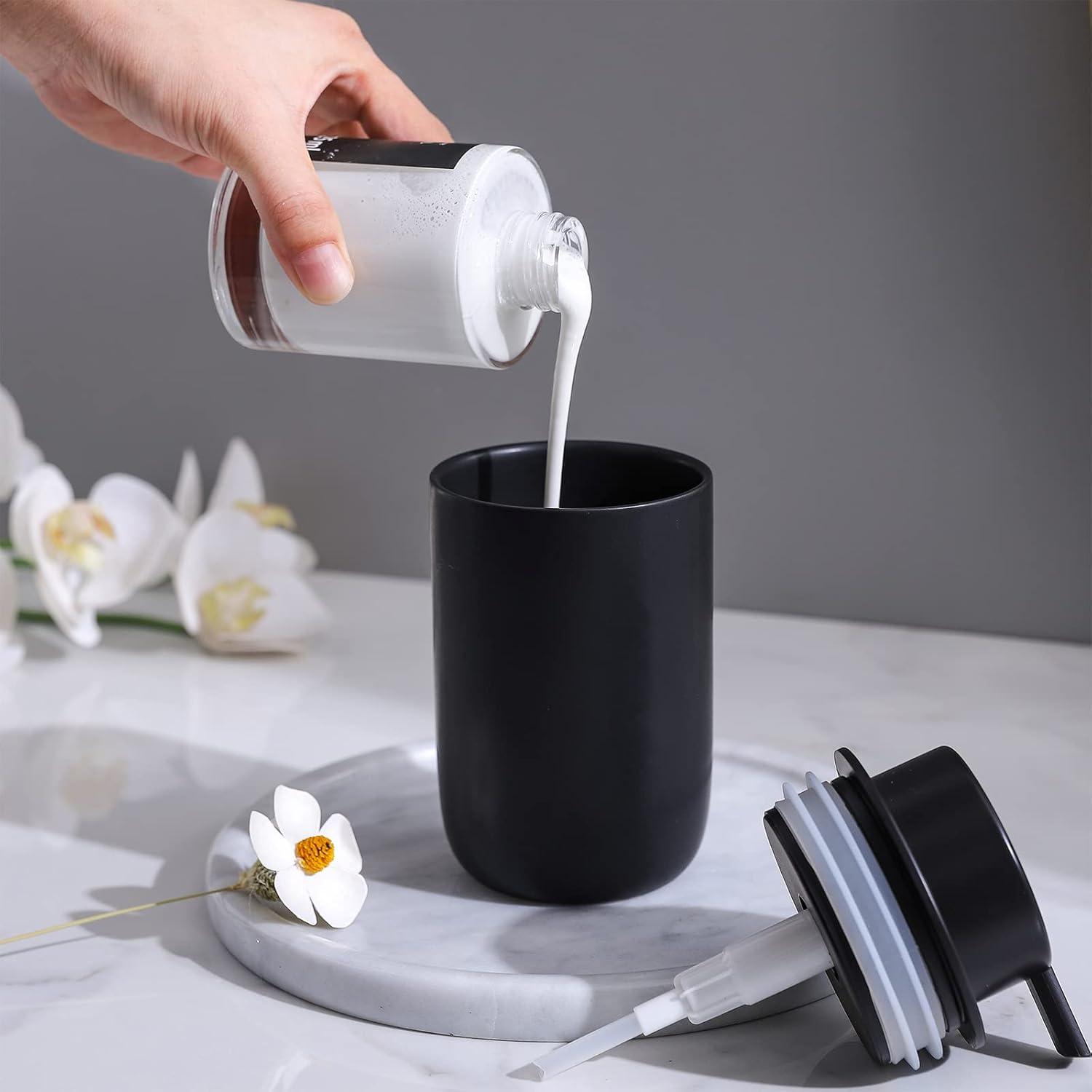 Matte Black Ceramic Cylindrical Soap Dispenser