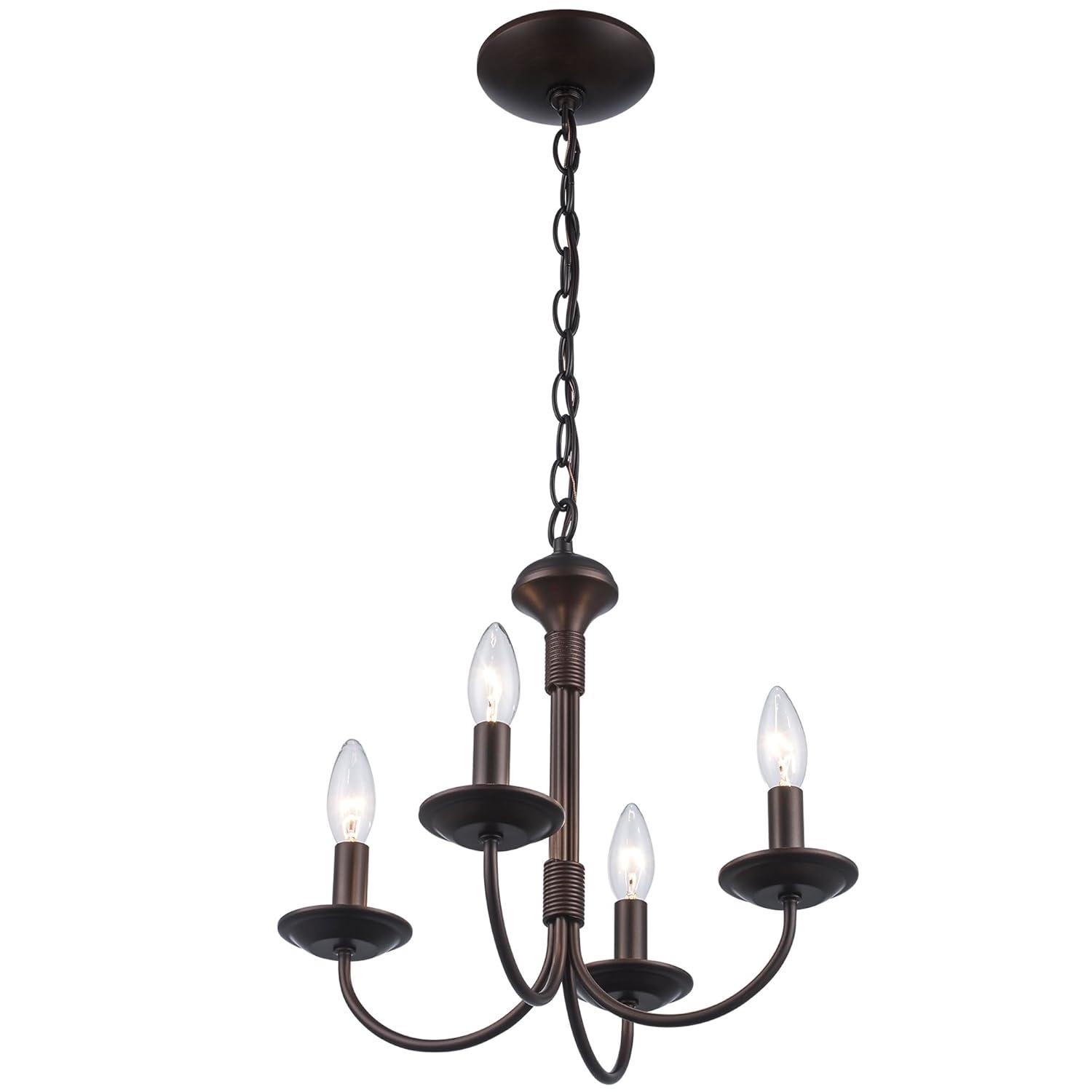 Lucid Lighting 4 -Light Oil-rubbed Bronze Transitional For Use in Bedrooms, Dining Rooms, Foyers, Kitchens, Living Rooms Chandelier