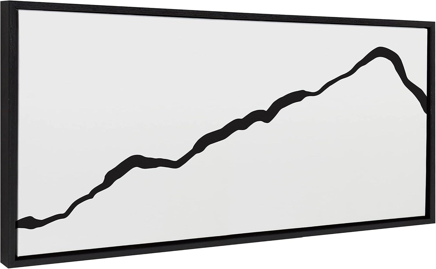 Kate and Laurel Sylvie Elevated Abstract Minimalist Mountain Landscape Framed Canvas Wall Art by The Creative Bunch Studio, 18x40 Black, Minimal Mountainous Landscape Art for Wall