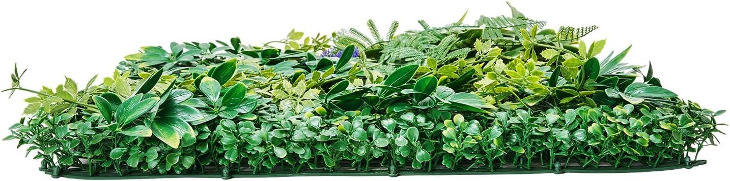 VEVOR Artificial Grass Wall Panels, 12 PCS 20 x 20 inch, 3D Combination Greenery Boxwood Panel for Indoor Outdoor Green Decor & Ivy Fence Covering, Privacy Backdrop Wall Hedge Screen for Garden