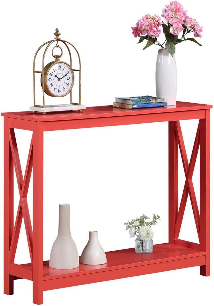 Convenience Concepts Oxford Console Table with Shelf, Coral