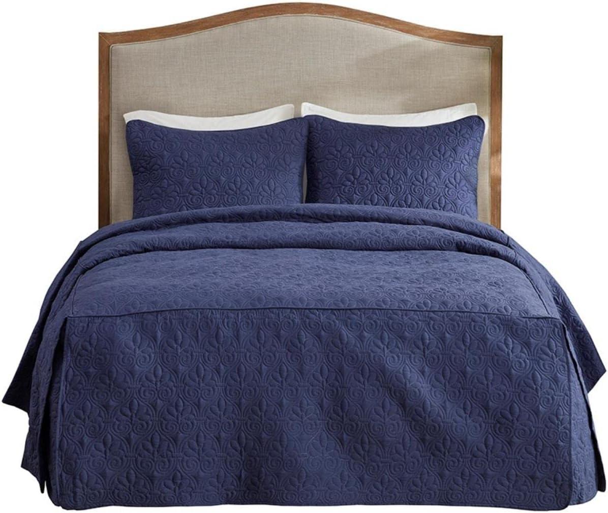 Quebec 3 Piece Split Corner Pleated Quilted Bedspread