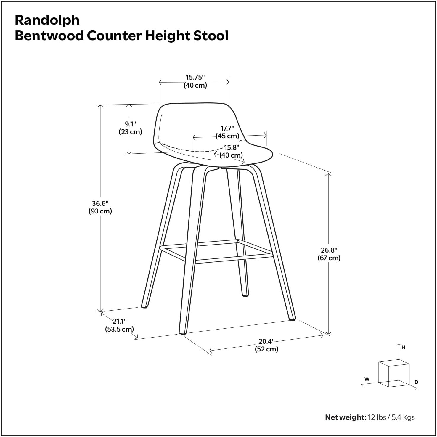Simpli Home Randolph Mid Century Modern 28 inch Bentwood Counter/ Bar Height Stool (Set of 2) in Acid Green Linen Look Fabric