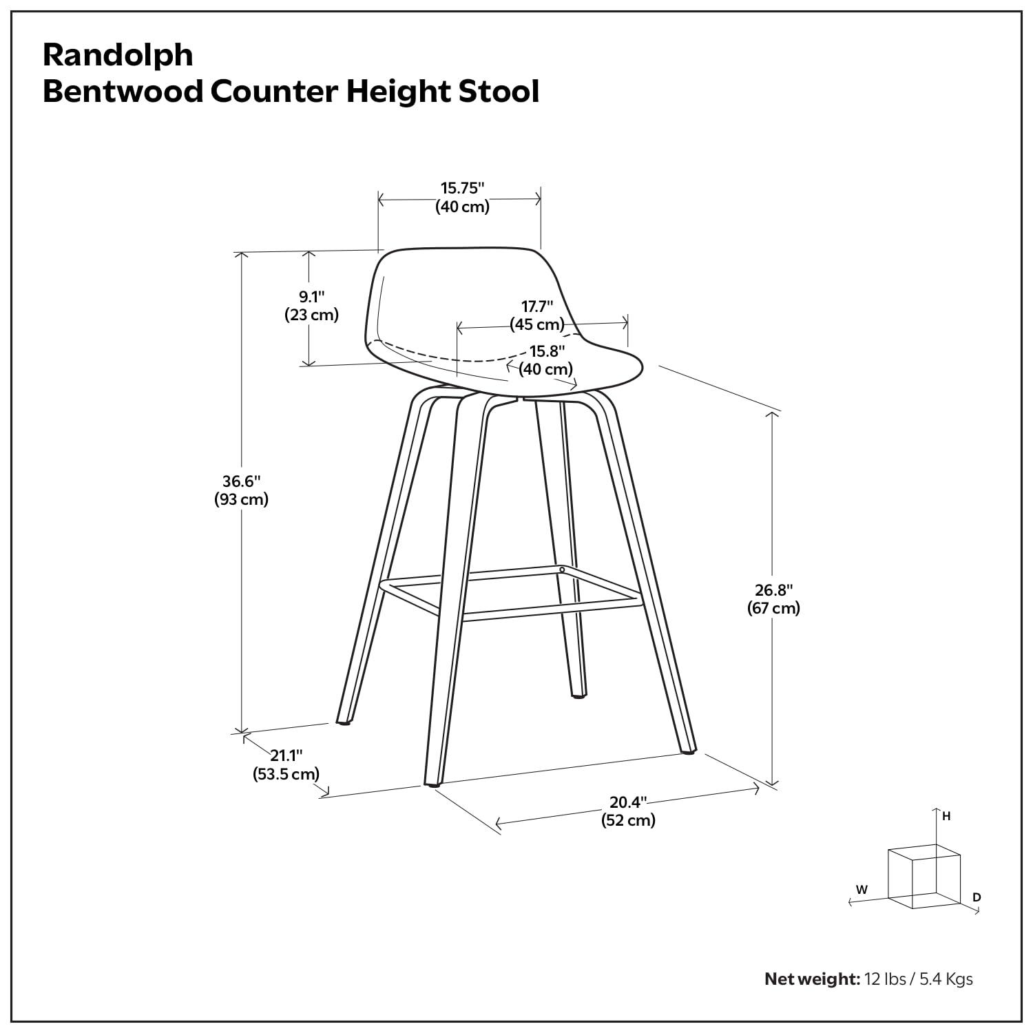 Simpli Home Randolph Mid Century Modern 28 inch Bentwood Counter/ Bar Height Stool (Set of 2) in Acid Green Linen Look Fabric