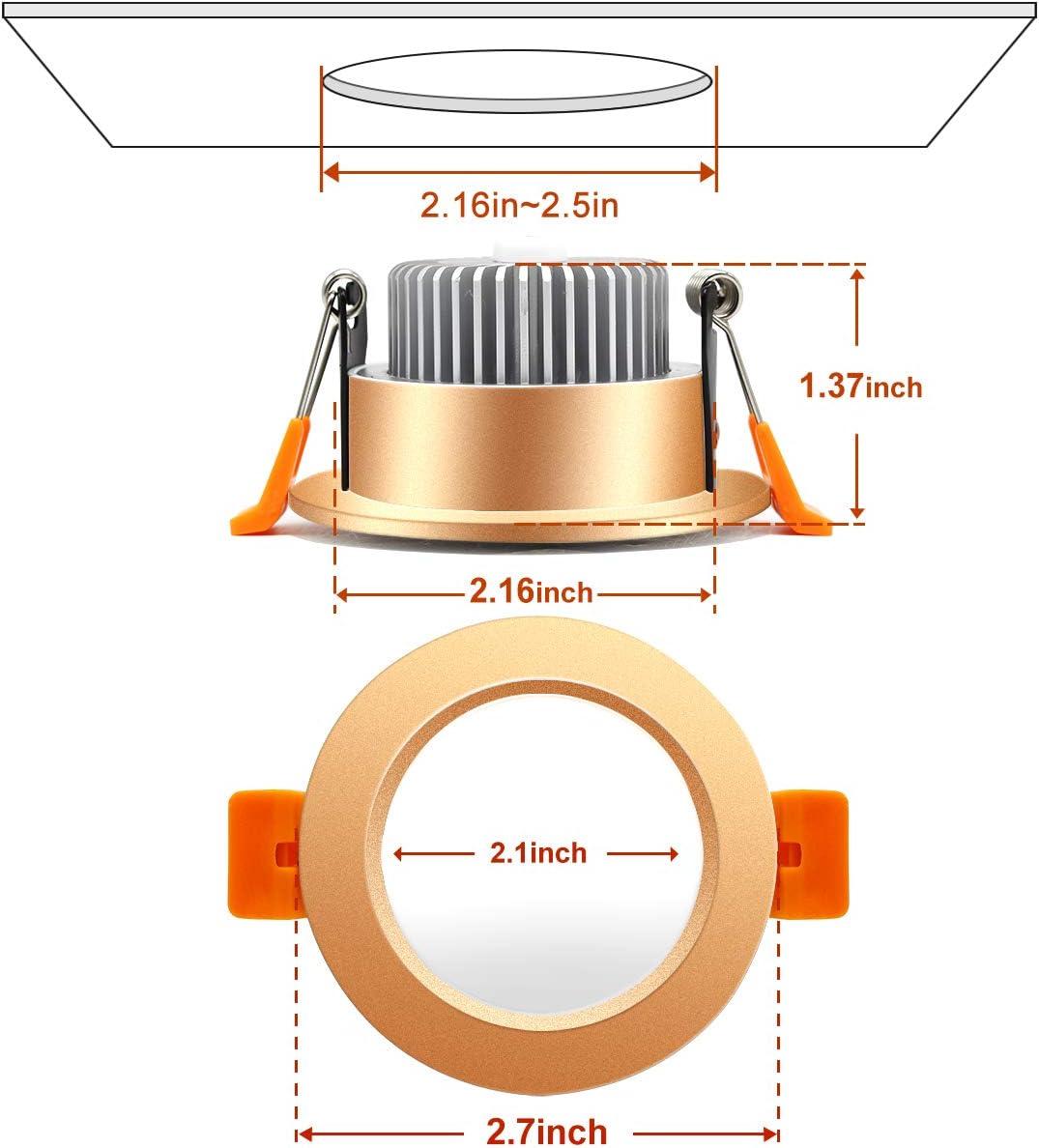 Warm White 3W LED Recessed Downlight with Gold Trim, 4 Pack