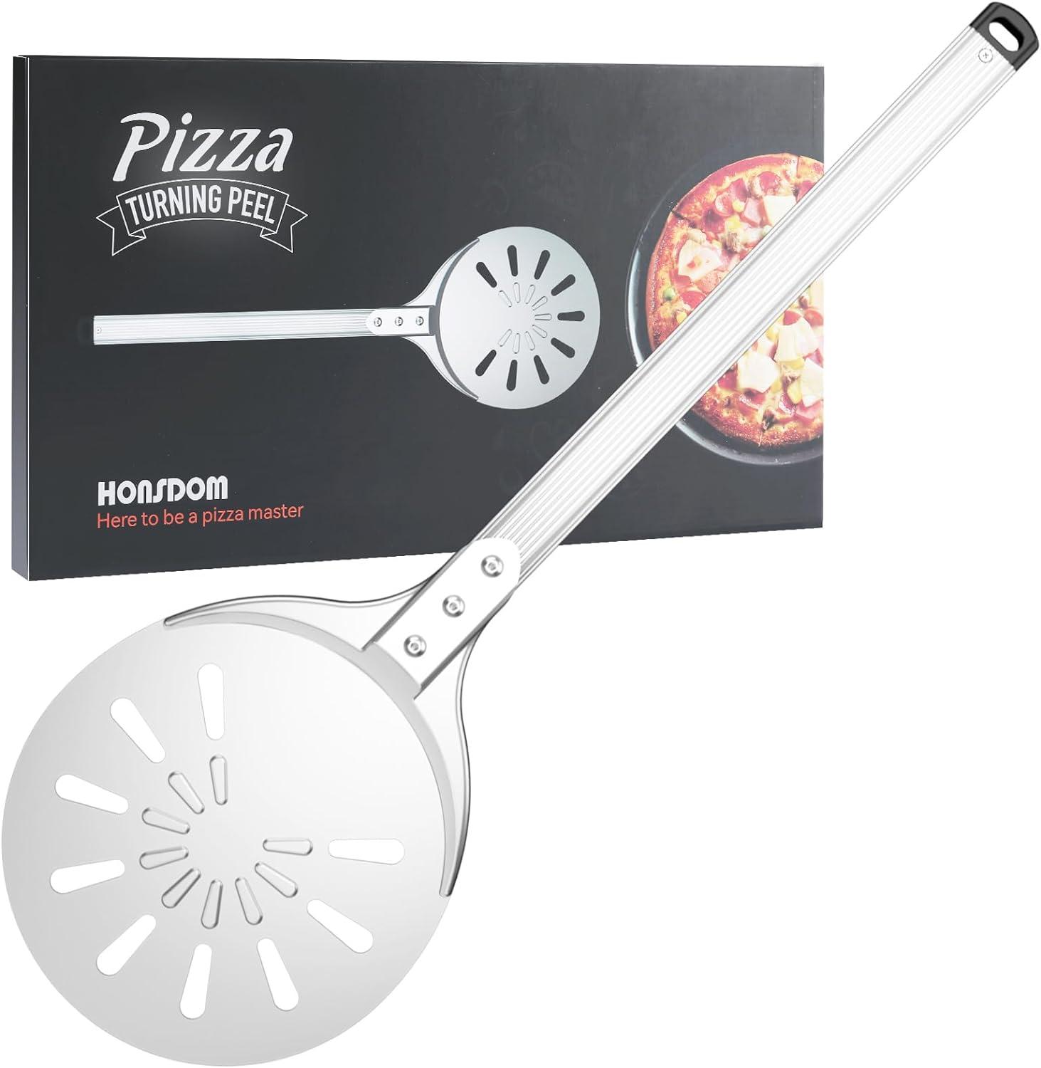 Perforated Aluminum Pizza Peel with Silicone Handle, 8-Inch