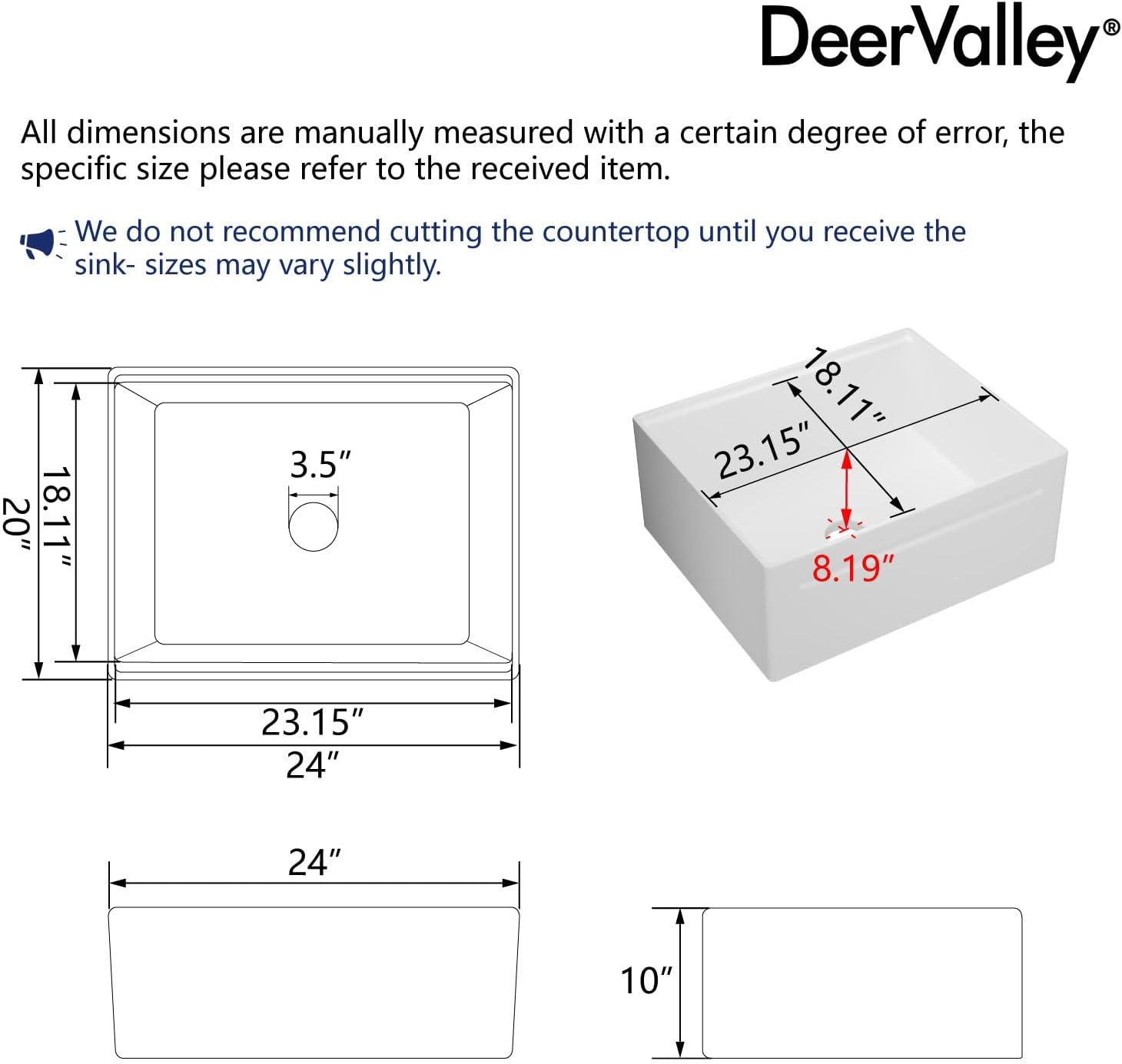 DeerValley 33" L X 20" W Single Basin Workstation Farmhouse Kitchen Sink With Sink Grid, Cutting Board And Dish-Drying Rack
