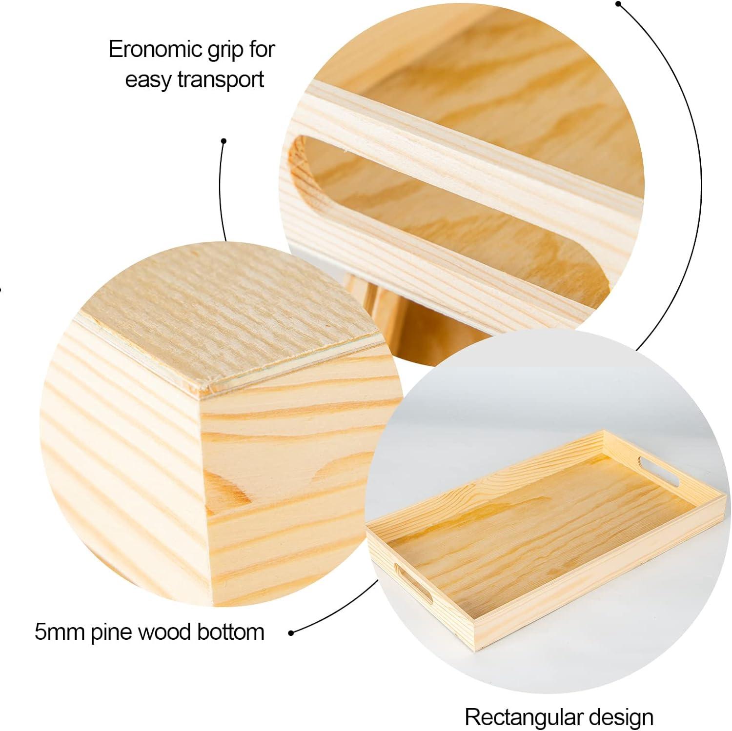 7-Piece Unfinished Pine Wood Nested Serving Trays Set