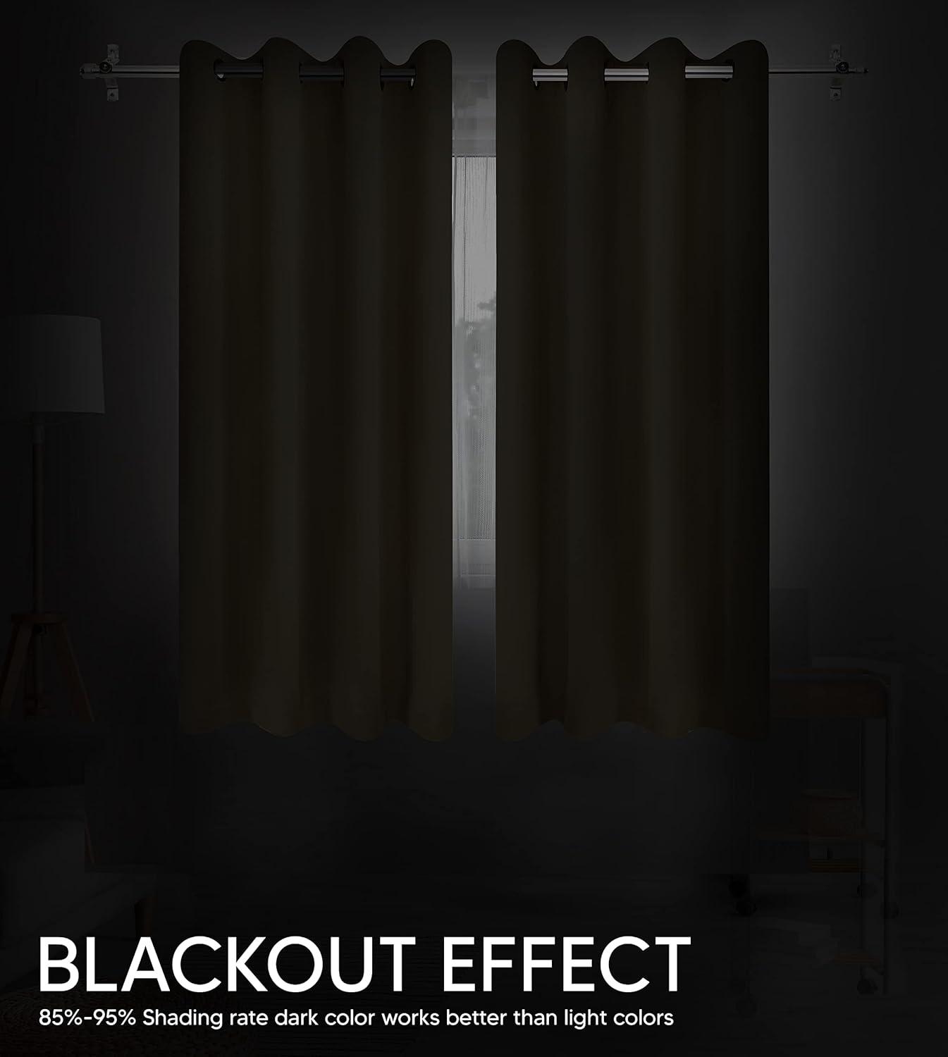 NICETOWN Navy Blackout Curtains Set of 2, W52 x L63 - Navy Blackout Curtains 63 inches Long for French Door