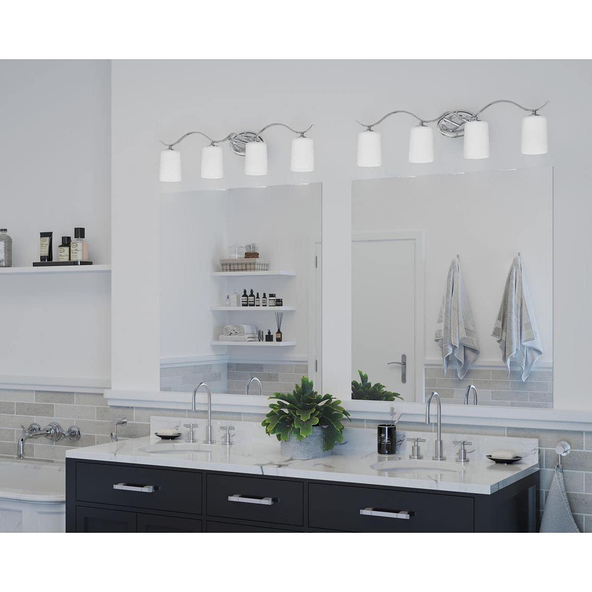 Progress Lighting Inspire 4-Light Wall Sconce, Polished Chrome, Etched Glass Shades
