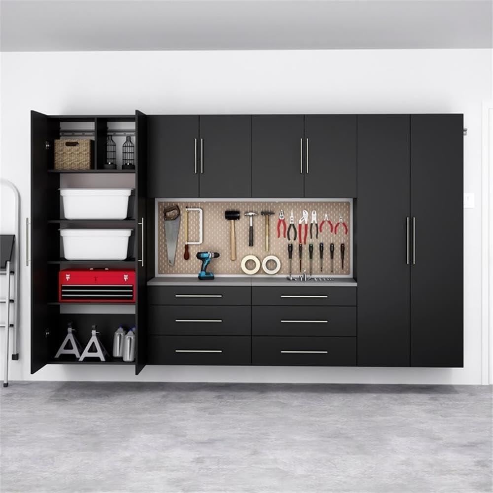 6pc 120" Hangups Storage Cabinet Set Black - Prepac: Wall Mounted, Workshop Organization, Secure Mounting