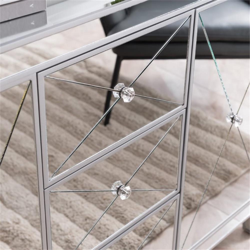 Maklaine Transitional 2 Door Mirrored Sideboard in Matte Silver