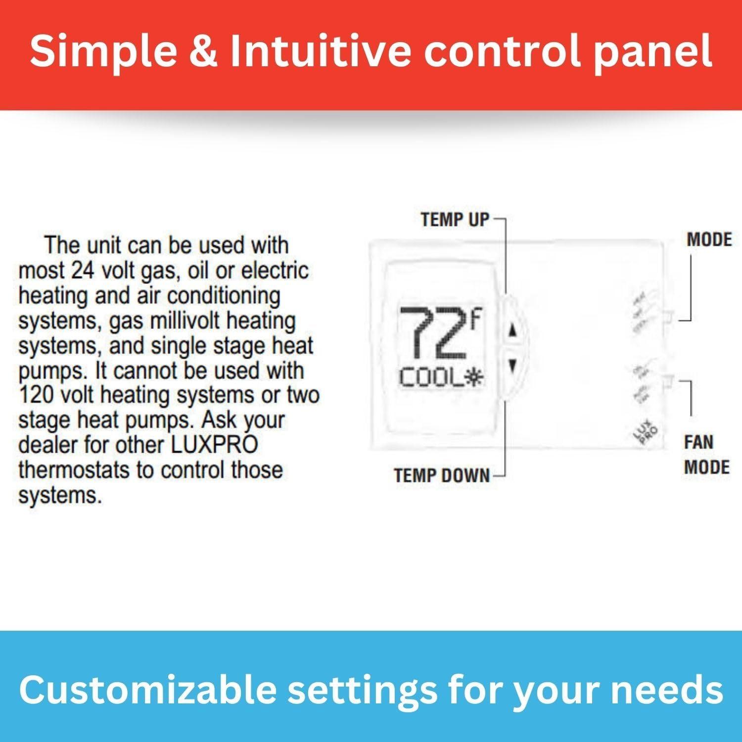 Lux Pro White Digital Non-Programmable Thermostat