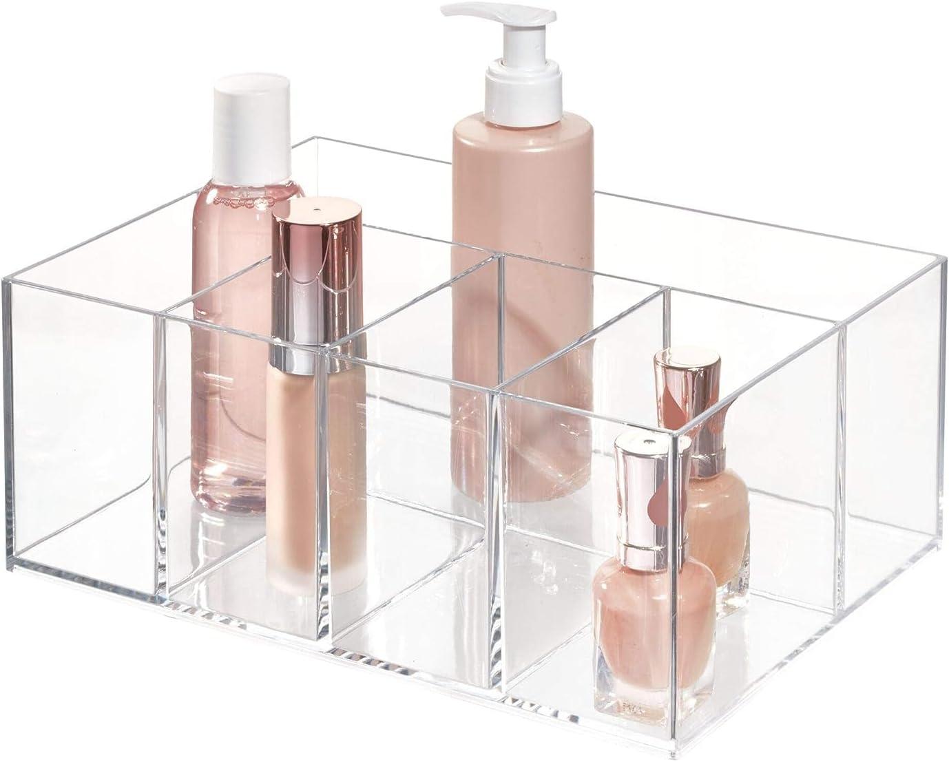iDesign 5 Compartment Plastic Bathroom Storage Organizer, the Clarity Collection, Clear