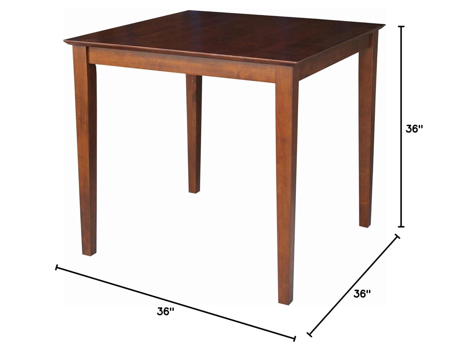 International Concepts 36" Square Solid Wood Top Dining Table with Shaker Legs Black: Parawood, Non-Extension, Seats 4