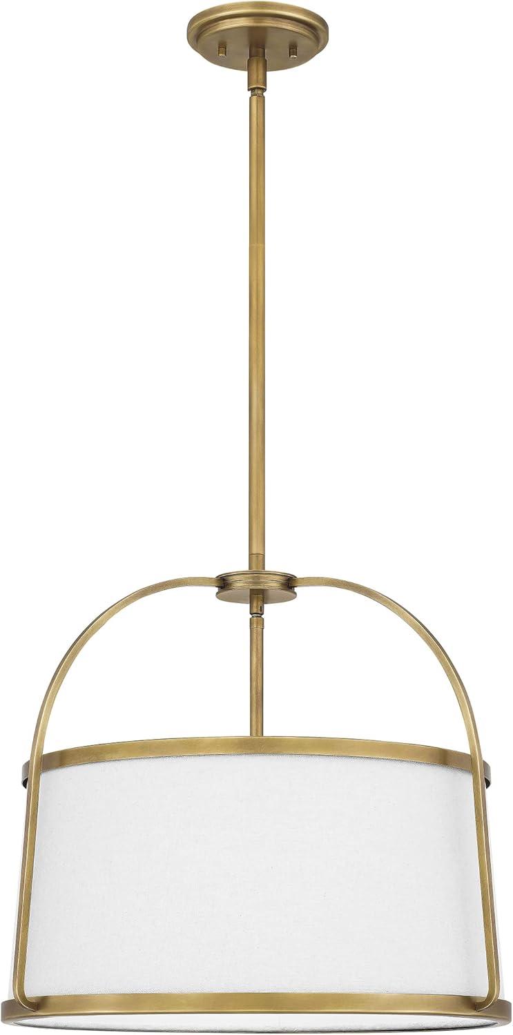 York 20" Weathered Brass Drum Pendant Light