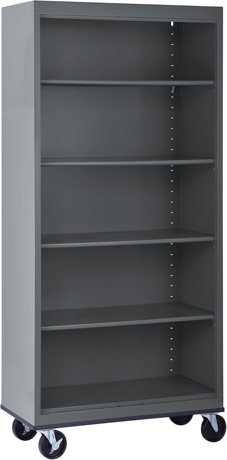 Sandusky Lee 36" W x 18" D x 78" H Steel Mobile Bookcase with 4 Adjustable Shelves by Sandusky