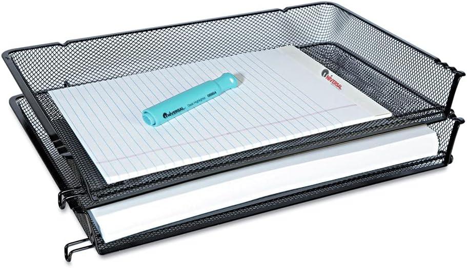 Universal Deluxe Mesh Stacking Side Load Tray, 1 Section, Legal Size Files, 17" x 10.88" x 2.5", Black