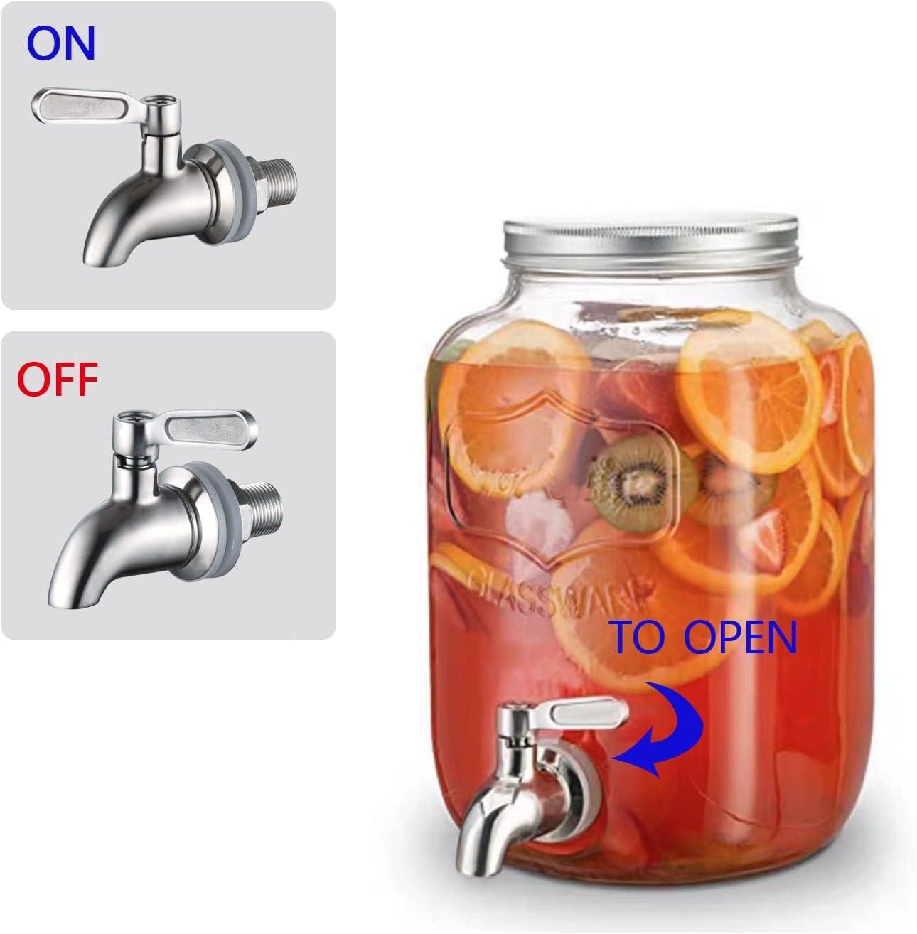 Polished Stainless Steel Beverage Dispenser Replacement Spigot Set