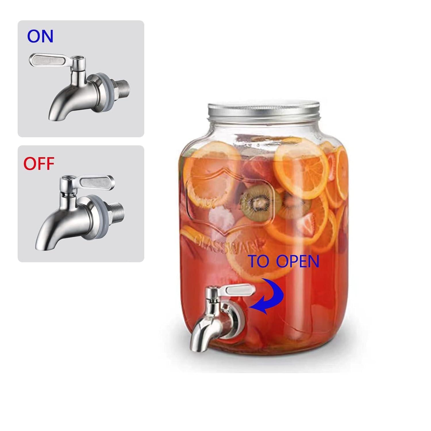 Polished Stainless Steel Beverage Dispenser Replacement Spigot Set