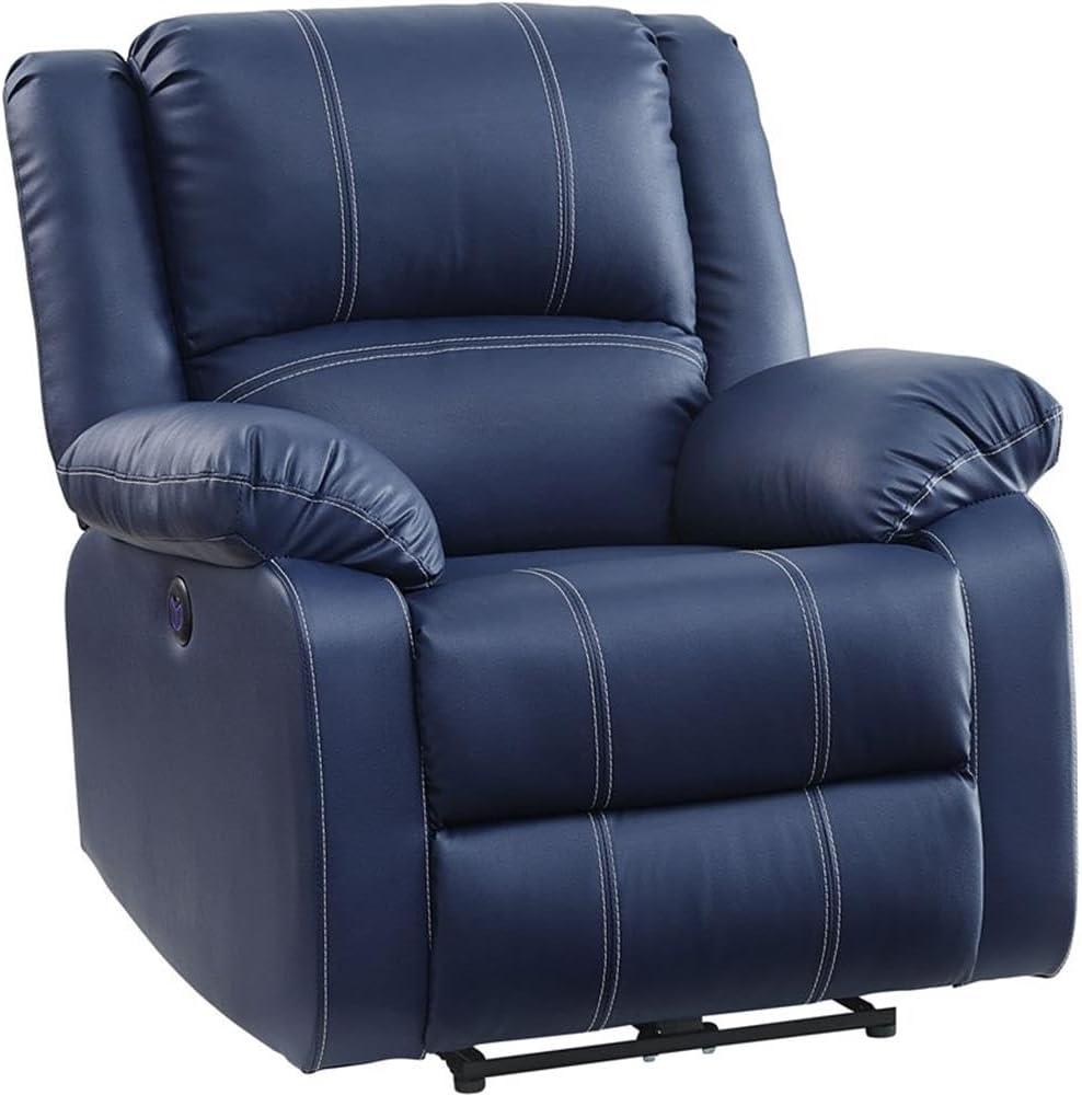 ComfyCraft Brown Faux Leather Power Recliner with USB Port