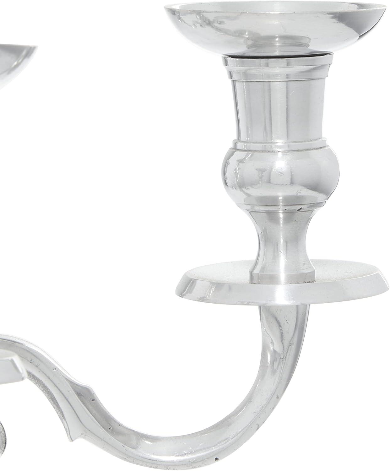 DecMode 5 Holder Silver Aluminum Metal Scrolled Candelabra