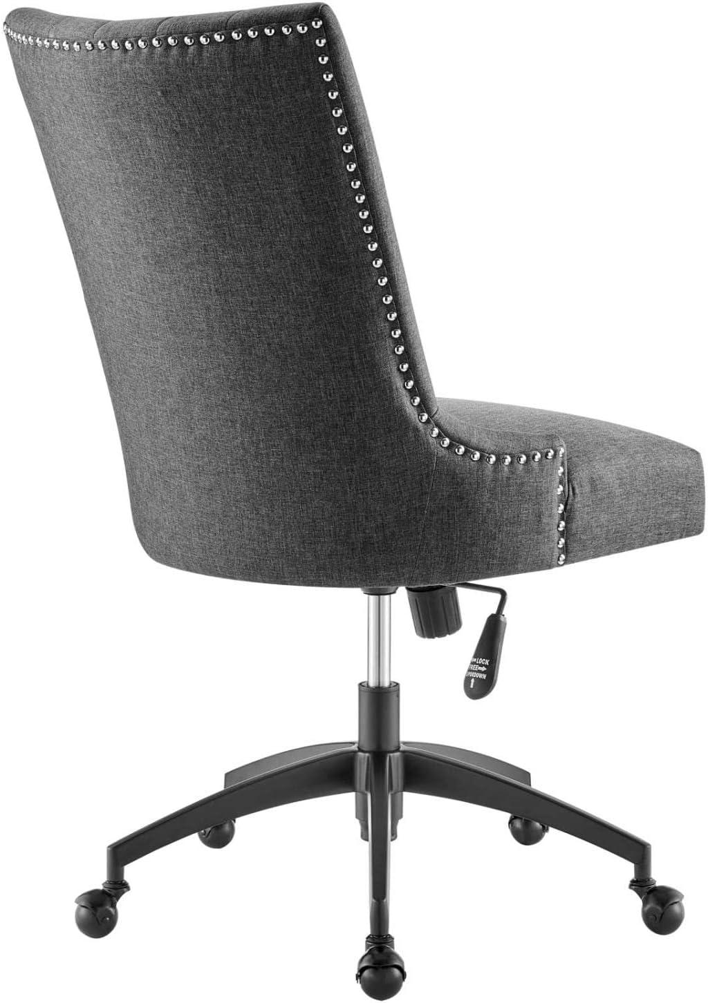Empower Channel Tufted Fabric Office Chair Black/Gray - Modway: Modern Desk Chair with Casters, Adjustable Height