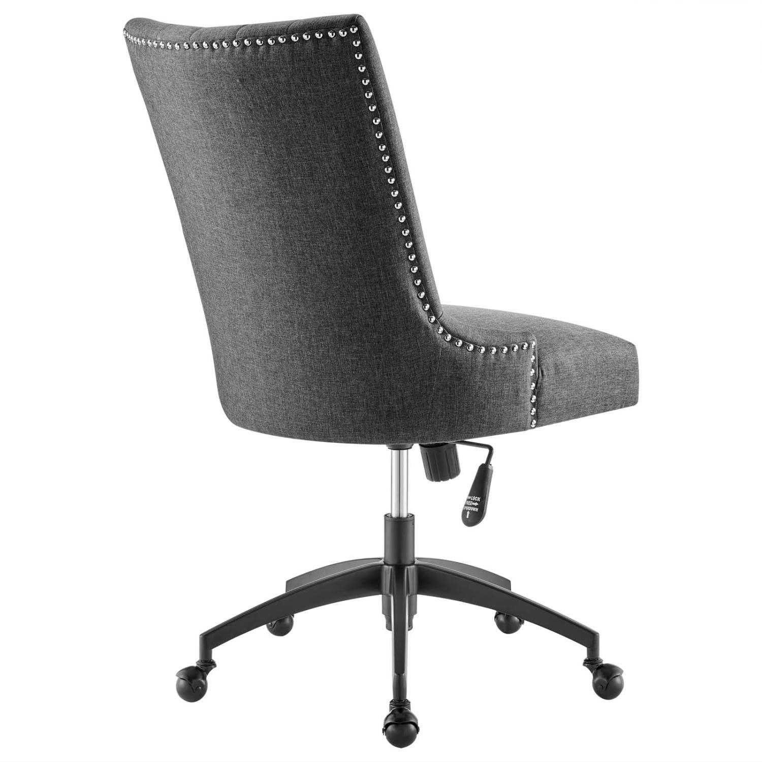 Empower Channel Tufted Fabric Office Chair Black/Gray - Modway: Modern Desk Chair with Casters, Adjustable Height