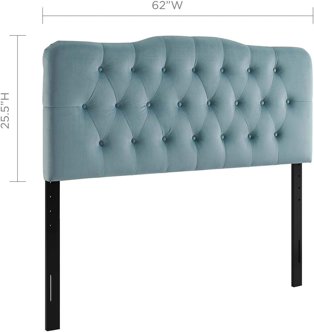 Elegant Light Blue Velvet Tufted Queen Headboard