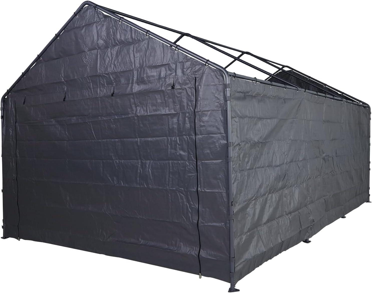 Dark Gray UV Protection Carport Sidewall Tarp for 12x20 Frame