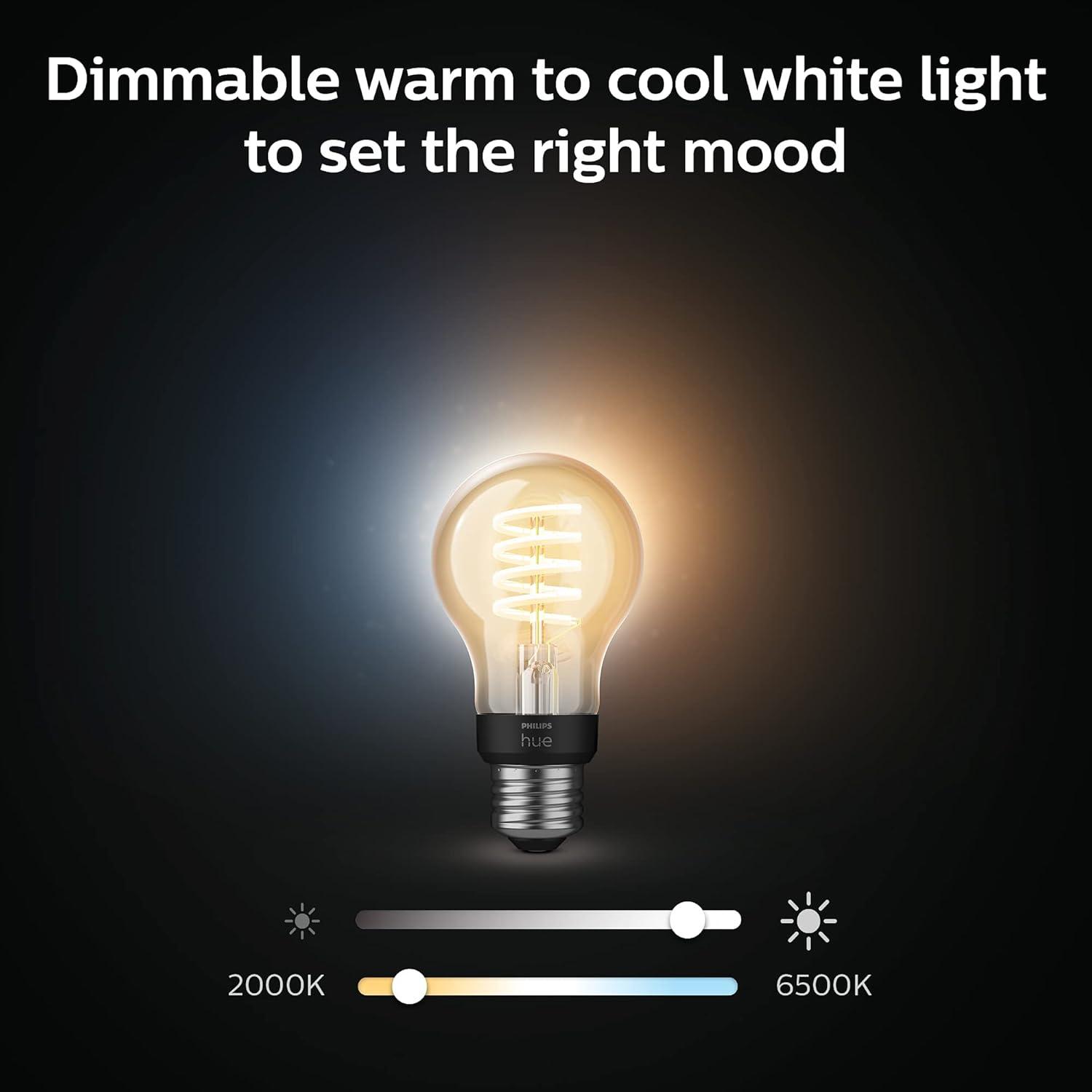 Philips Hue White Ambiance Filament A19 Bluetooth Smart LED Bulb