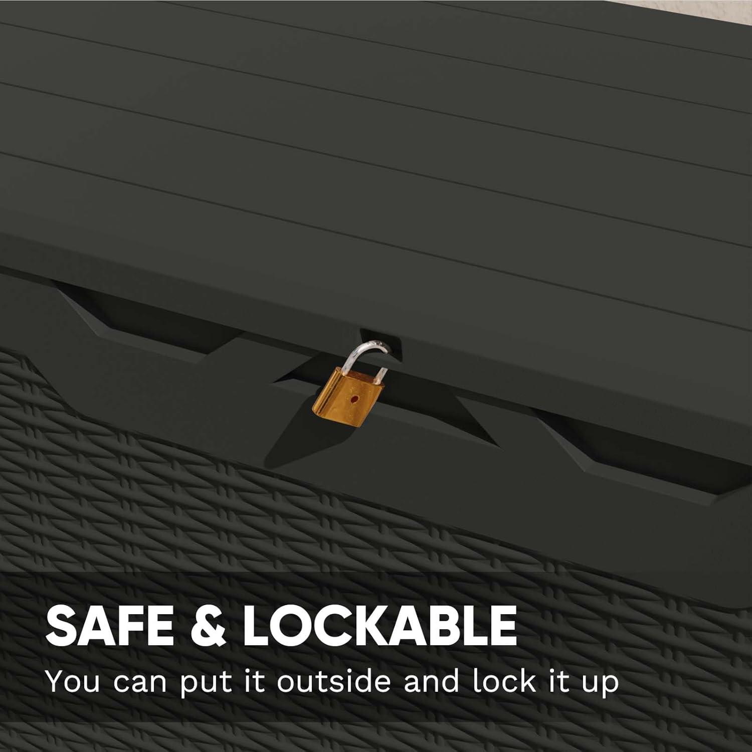 Patiowell 100 Gallons Water Resistant Resin Lockable Deck Box