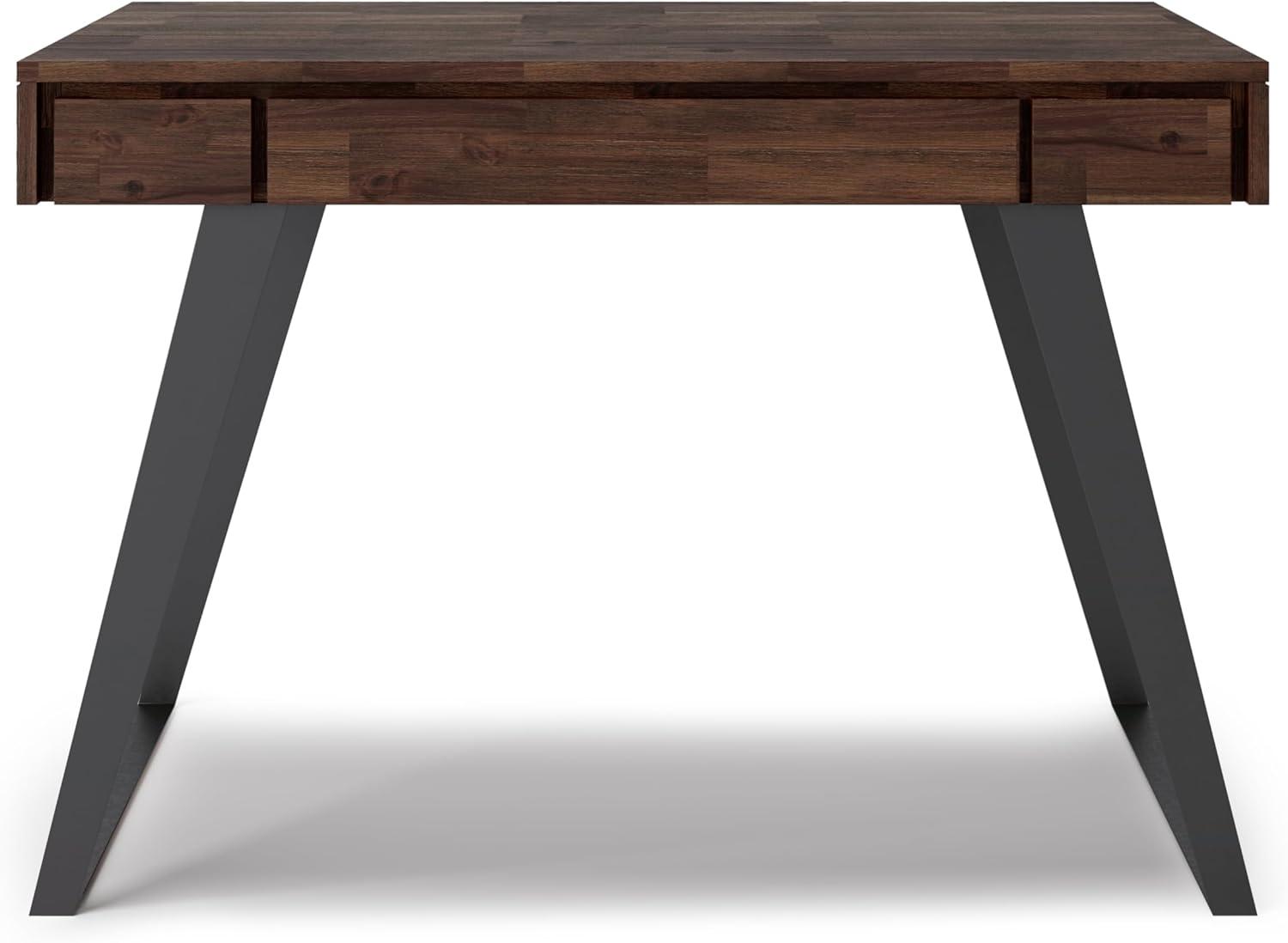 Simpli Home Lowry Solidwood 44 in. Desk in Distressed Charcoal Brown
