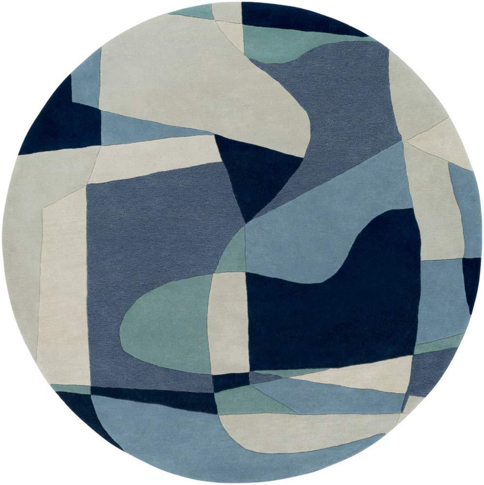 Gaye Geometric Handmade Tufted Wool Teal/Navy/Beige Area Rug