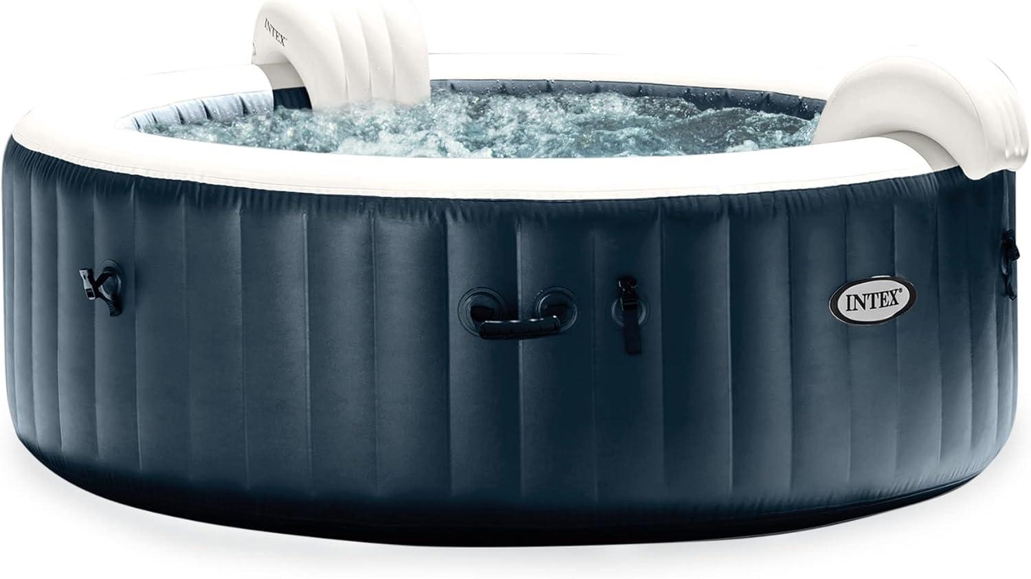 Intex PureSpa Plus 4 or 6 Person Portable Inflatable Round Hot Tub Spa with Soothing Bubble Jets and Built In Heater Pump