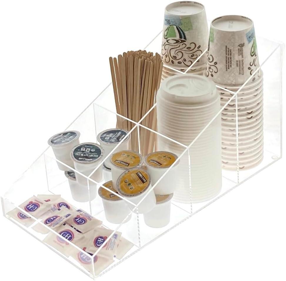 Vandue Ondisplay Java Joe Acrylic Breakroom Kitchen Coffee Station Organizer For Cups/lids/sugar/tea/stirrers