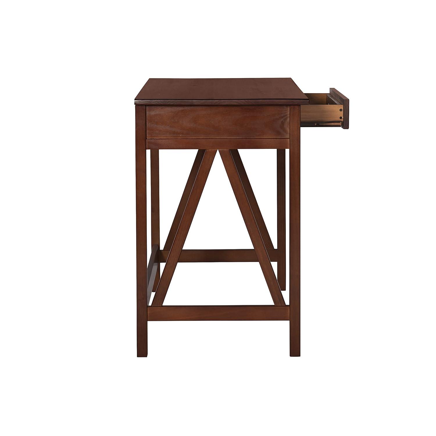 46" Titian Transitional Writing Desk Tobacco - Linon: Home Office Furniture, Pine Frame, Metal Hardware