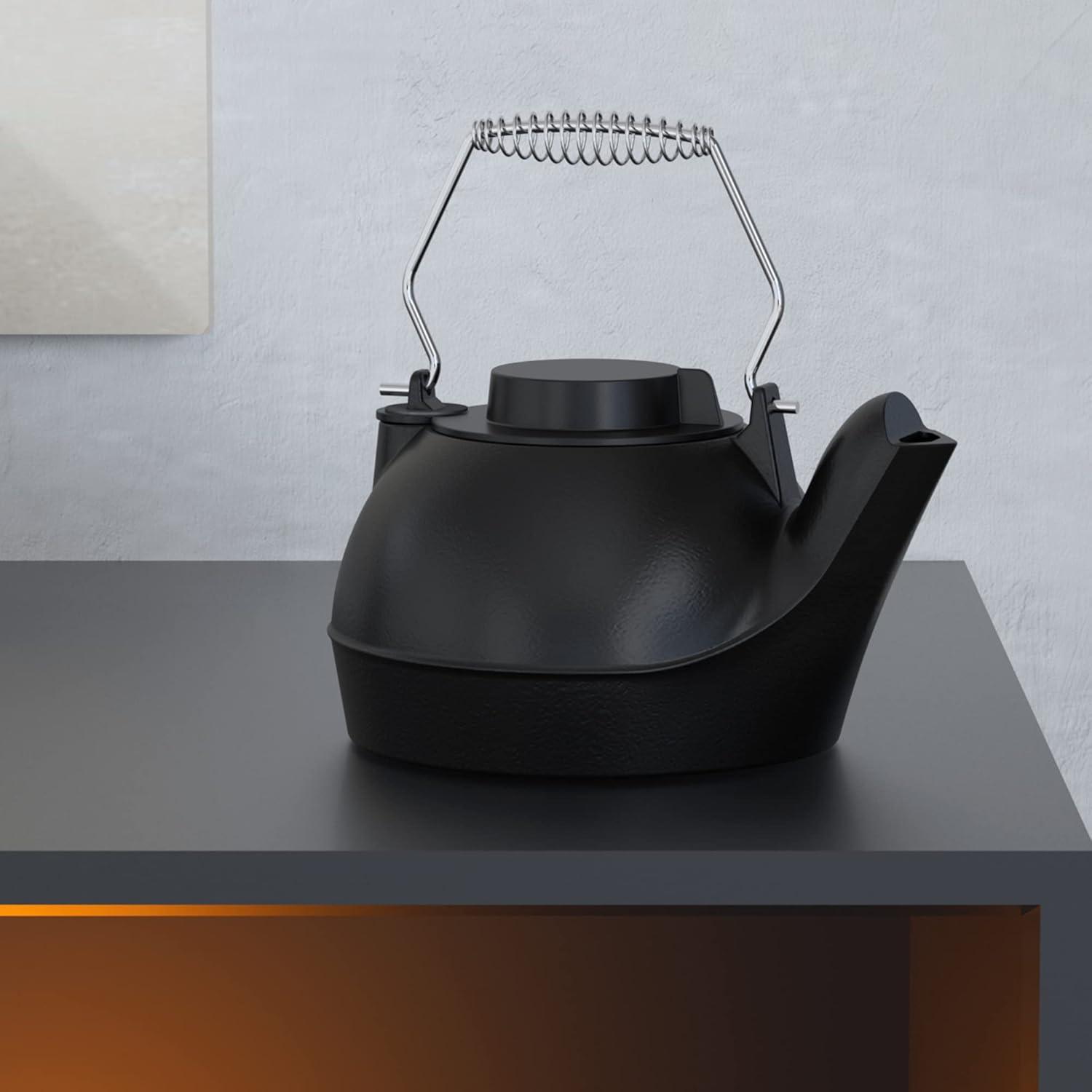 Stove Humidifier, Humidifying Iron Kettle, Wood Stove Kettle, Cast Iron, Chrome Handle