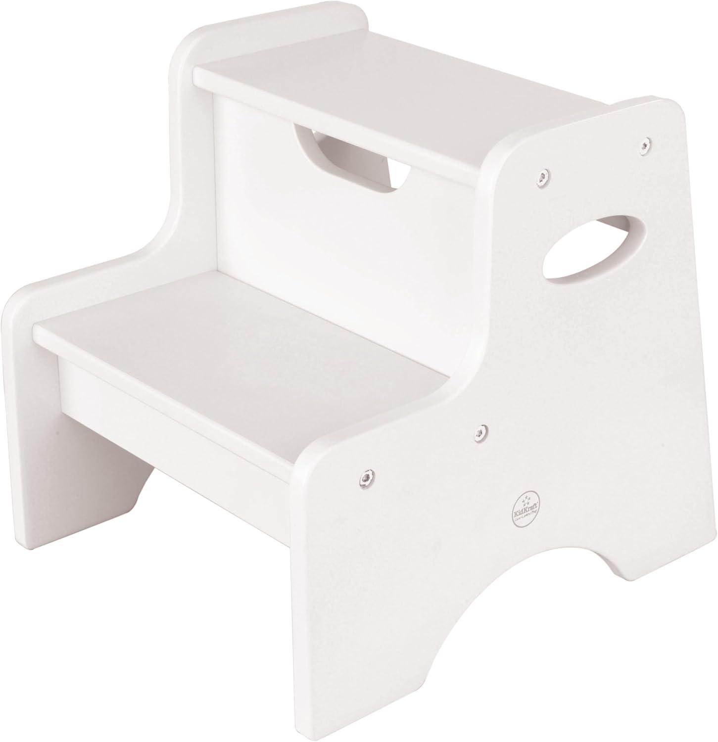 KidKraft Wooden Two-Step Children's Stool with Handles - White