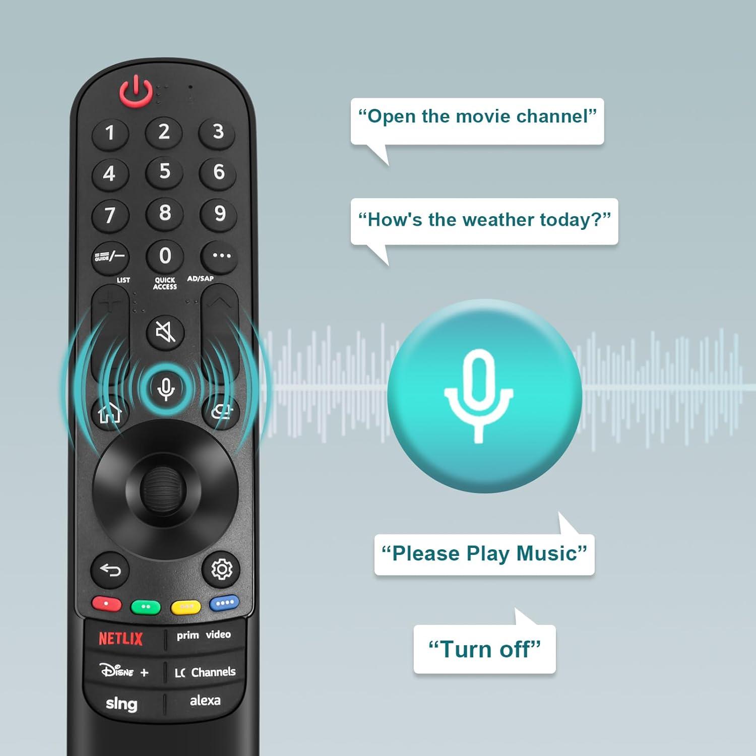 Black Voice Remote Control for LG Smart TV with Pointer and Voice Function