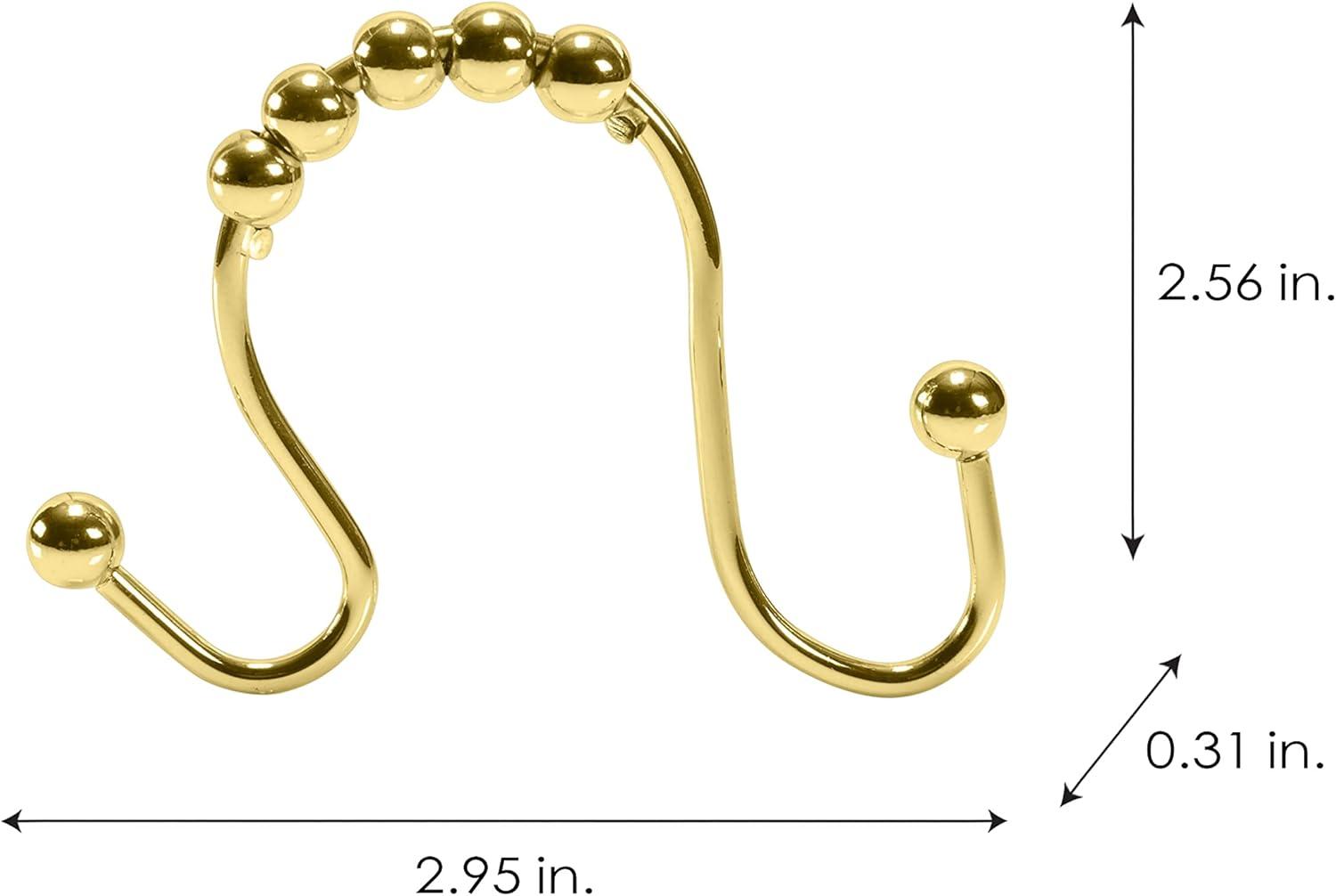 Satin Gold Double Roller Shower Curtain Hooks