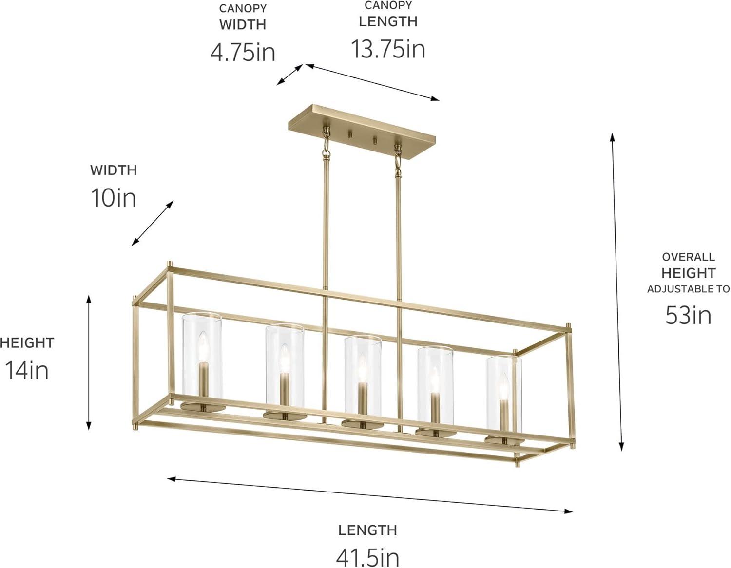 Crosby 13.75" 5 Light Linear Chandelier with Clear Glass Chrome