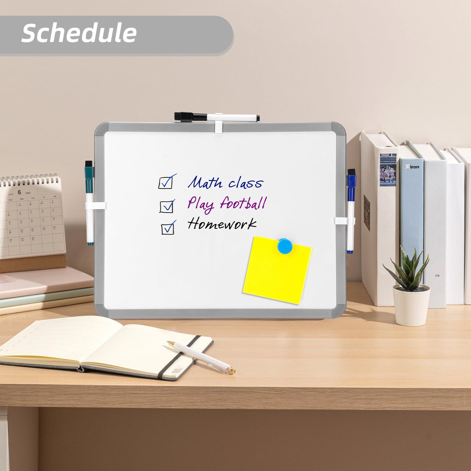 VUSIGN Small White Board Dry Erase, 14'' x 11'' Magnetic Dry Erase Board, Mini Whiteboard with Markers for Kids, Students, Fridge, Wall, Locker