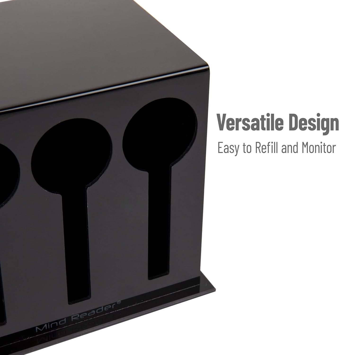 Mind Reader Mind Reader Utensil Dispenser, Silverware Organizer, Plastic Fork and Spoon DIspenser, Kitchen, 7"L x 5.75"W x 6"H, Black