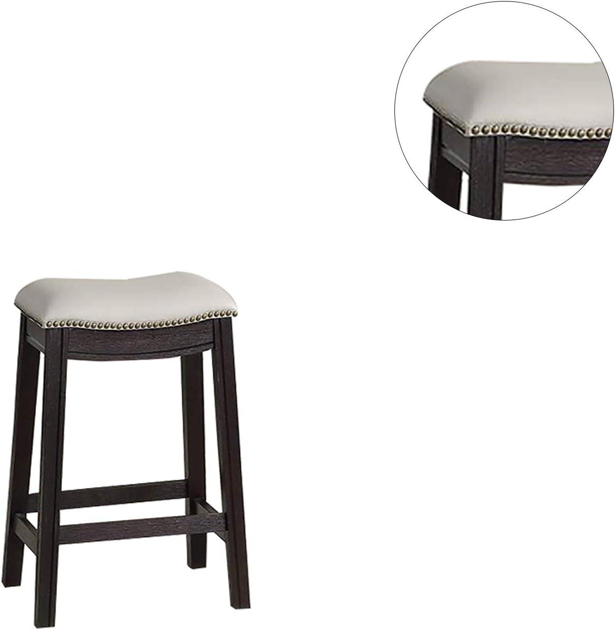 Gray Faux Leather Saddle Style Backless Counter Stools, Set of 2