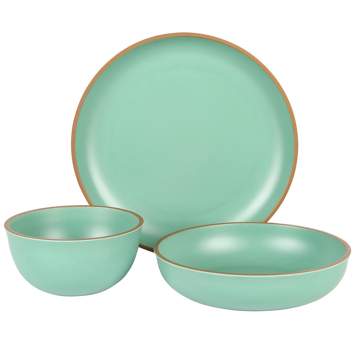 Gibson Home Rockabye 12 Piece Double Bowl Melamine Dinnerware Set