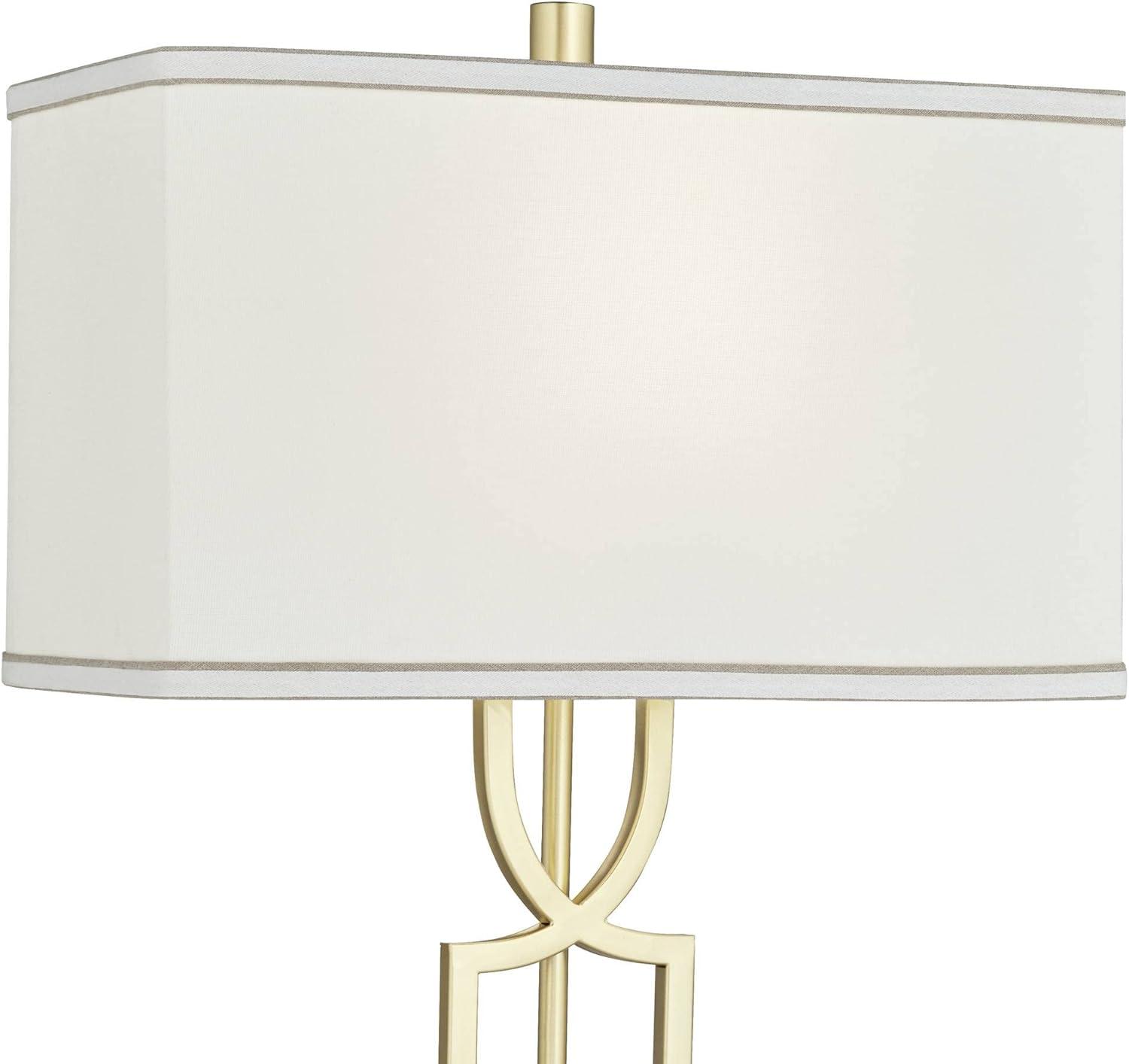 360 Lighting Modern Table Lamps 28 1/4" Tall Set of 2 Gold Metal White Rectangular Shade for Living Room Bedroom House Bedside