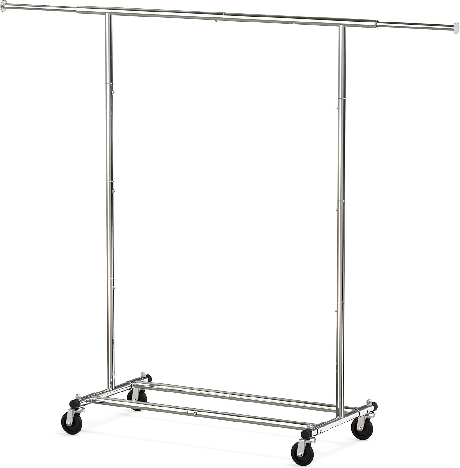 Heavy Duty Chrome Portable Clothing Garment Rack with Wheels