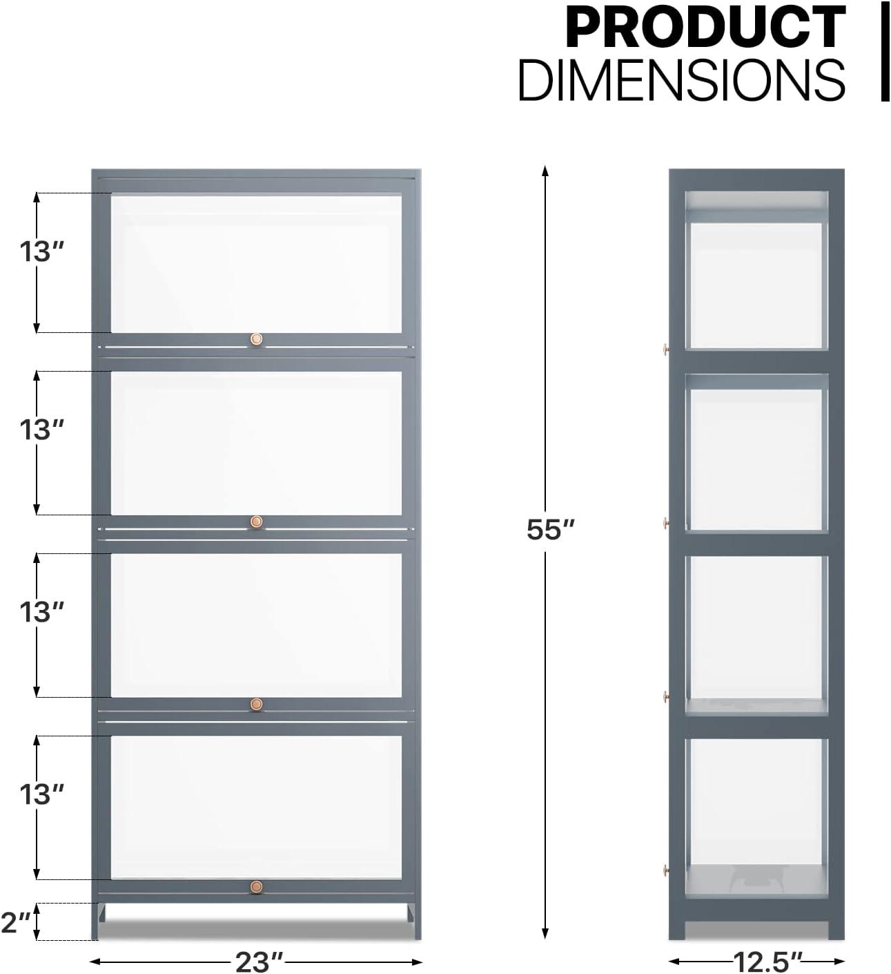 Bamboo Corner Bookcase with Clear Acrylic Doors